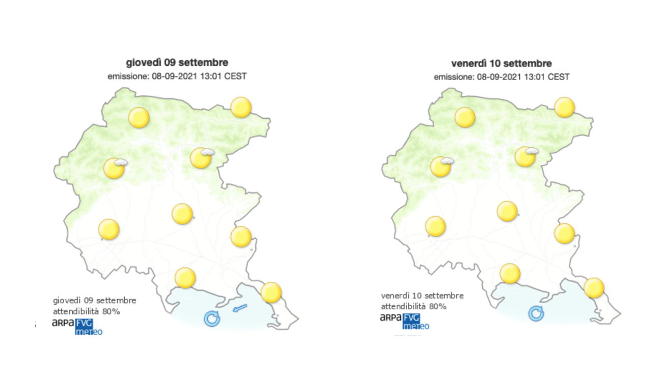 Meteo, cielo sereno sul Goriziano nel weekend con venti a regime di brezza